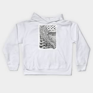 Abstract illustration black and white drawing pattern Kids Hoodie